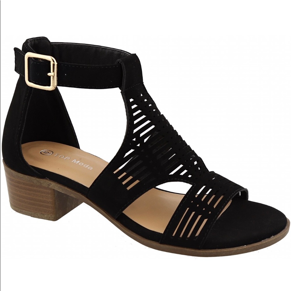 Fashion Women’s Ankle Strap Low Heel Sandal - Picture 2 of 2